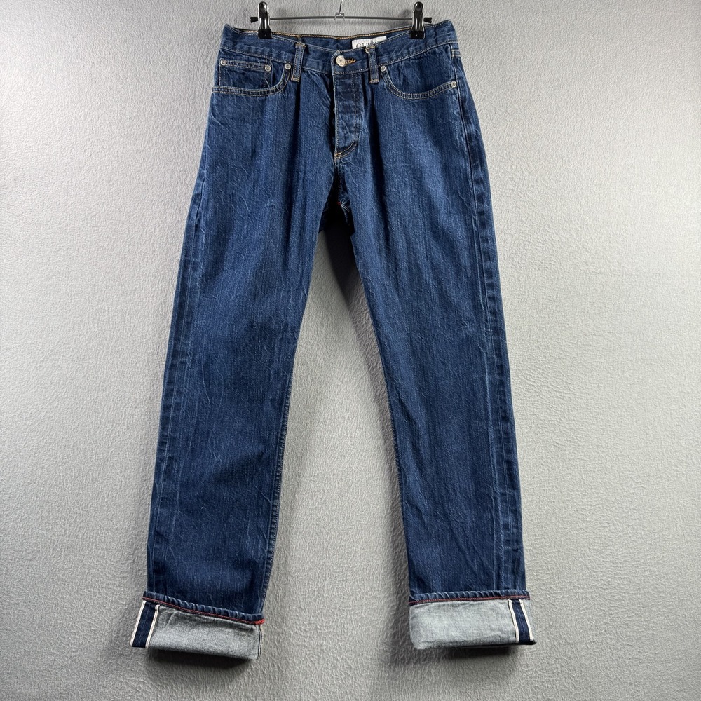 Gustin Jeans Mens 34 (Fits 28x32) Blue Selvedge Denim Straight Leg USA